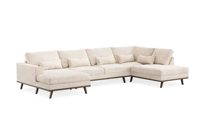 Copenhagen 5-sits Högervänd U-formad Large Soffa med Divan och Schäslong i Chenille - Beige - Möbler - Soffa - U-soffa