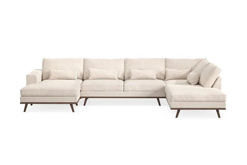 Copenhagen 5-sits Högervänd U-formad Large Soffa med Divan och Schäslong i Chenille - Beige - Möbler - Soffa - U-soffa