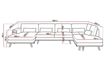 Copenhagen 5-sits Högervänd U-formad Soffa med Divan och Schäslong i Manchester - Rosa - Möbler - Soffa - U-soffa