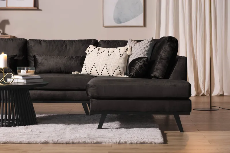 Copenhagen 5-sits Högervänd U-formad Soffa med Divan och Schäslong i Sammet - M örkgrå - Möbler - Soffa - Sammetssoffa