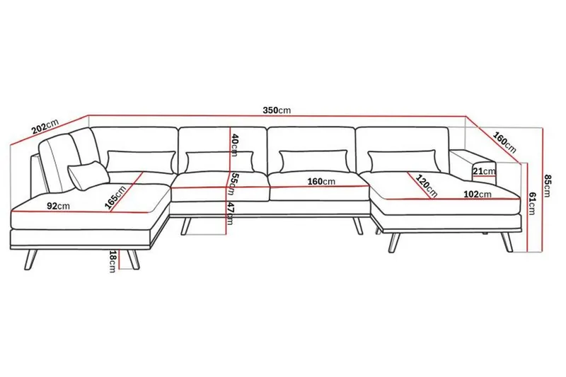 Copenhagen 5-sits Vänstervänd U-formad Large Soffa med Divan och Schäslong i Chenille - Beige - Möbler - Soffa - U-soffa