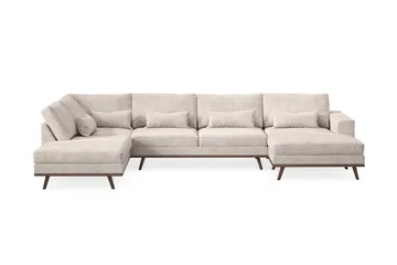 Copenhagen 5-sits Vänstervänd U-formad Large Soffa med Divan och Schäslong i Chenille - Grå / Beige - Möbler - Soffa - U-soffa