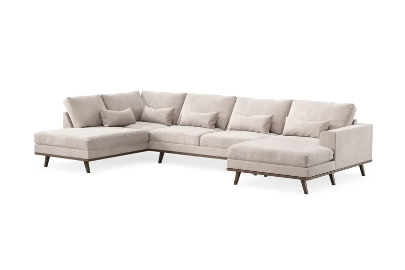 Copenhagen 5-sits Vänstervänd U-formad Large Soffa med Divan och Schäslong i Sammet - Beige - Möbler - Soffa - U-soffa