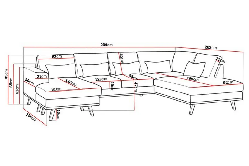Copenhagen Compact 4-sits Högervänd U-formad Large Soffa med Divan och Schäslong i Sammet - Mörkgrå - Möbler - Soffa - U-soffa