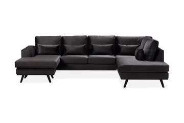 Copenhagen Compact 4-sits Högervänd U-formad Large Soffa med Divan och Schäslong i Sammet - Mörkgrå - Möbler - Soffa - U-soffa