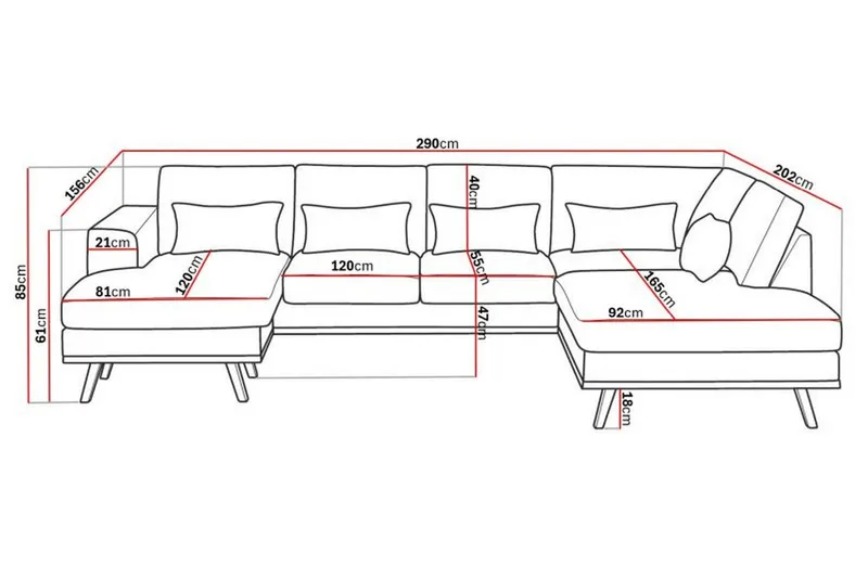 Copenhagen Compact 4-sits Högervänd U-formad Large Soffa med Divan och Schäslong i Sammet - Mörkgrå - Möbler - Soffa - U-soffa
