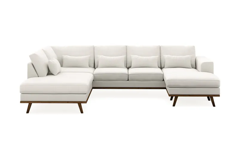 Copenhagen Compact 4-sits Vänstervänd U-formad Soffa med Divan och Schäslong i Tyg, Ljusgrå