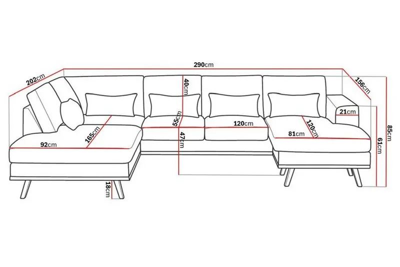 Copenhagen Compact 4-sits Vänstervänd U-formad Soffa med Divan och Schäslong i Tyg - Ljusgrå - Möbler - Soffa - U-soffa