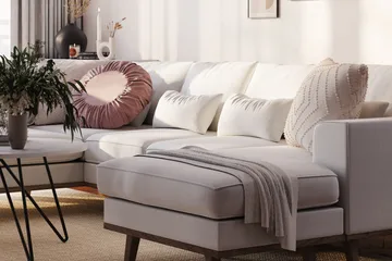 Copenhagen Compact 4-sits Vänstervänd U-formad Soffa med Divan och Schäslong i Tyg - Ljusgrå - Möbler - Soffa - U-soffa