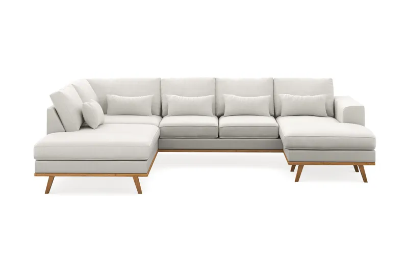 Copenhagen Compact 4-sits Vänstervänd U-formad Soffa med Divan och Schäslong i Tyg - Ljusgrå - Möbler - Soffa - U-soffa