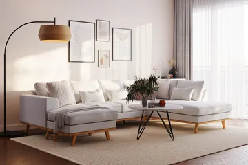 Copenhagen Compact 4-sits Vänstervänd U-formad Soffa med Divan och Schäslong i Tyg - Ljusgrå - Möbler - Soffa - U-soffa