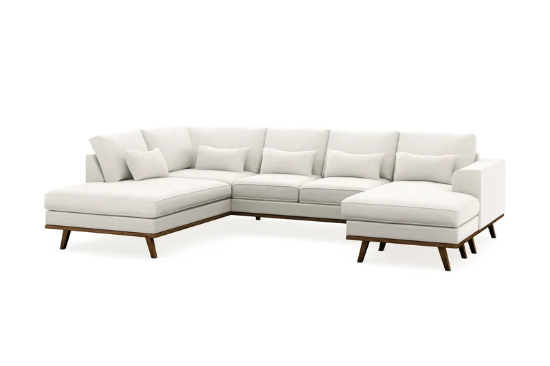 Copenhagen Compact 4-sits Vänstervänd U-formad Soffa med Divan och Schäslong i Tyg - Ljusgrå - Möbler - Soffa - U-soffa