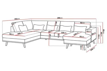 Copenhagen Compact 4-sits Vänstervänd U-formad Soffa med Divan och Schäslong i Tyg - Ljusgrå - Möbler - Soffa - U-soffa