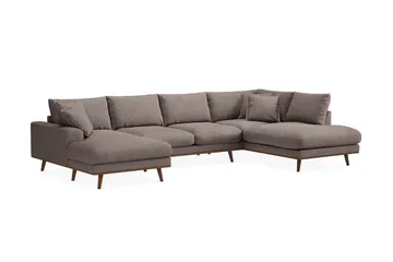 Copenhagen Premium 5-sits Högervänd U-formad Djup Soffa med Divan och Schäslong i Tyg - Brun - Möbler - Soffa - U-soffa