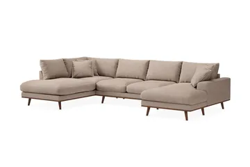 Copenhagen Premium 5-sits Vänstervänd U-formad Djup Soffa med Divan och Schäslong i Tyg - Ljusbrun - Möbler - Soffa - U-soffa