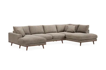 Copenhagen Premium 5-sits Högervänd U-formad Djup Soffa med Divan och Schäslong i Chenille - Brun - Möbler - Soffa - U-soffa