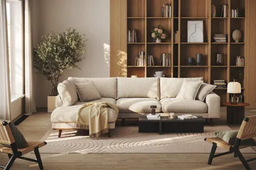 Copenhagen Premium 4-sits Vänstervänd L-formad Djup Schäslongsoffa i Chenille - Beige - Möbler - Soffa - Divansoffor & schäslongsoffa