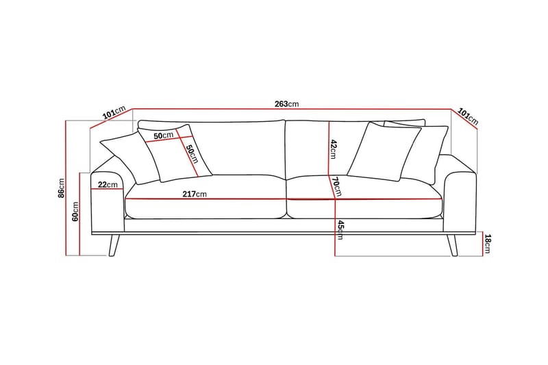 Copenhagen Premium Djup 4-sits Soffa i Chenille - Ljusbrun - Möbler - Soffa - 4 sits soffa