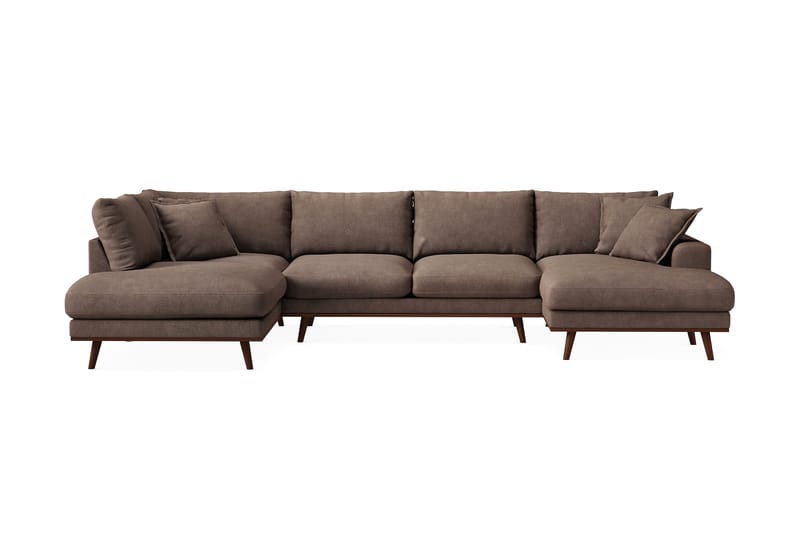 Copenhagen Premium 5-sits Vänstervänd U-formad Djup Soffa med Divan och Schäslong i Tyg - Mörkbrun - Möbler - Soffa - U-soffa