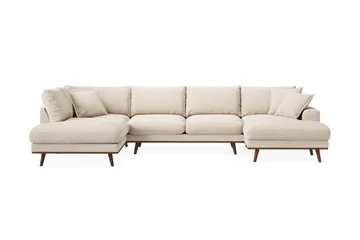 Copenhagen Premium 5-sits Vänstervänd U-formad Djup Soffa med Divan och Schäslong i Chenille - Beige - Möbler - Soffa - U-soffa