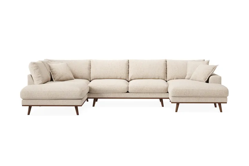 Copenhagen Premium 5-sits Vänstervänd U-formad Djup Soffa med Divan och Schäslong i Chenille - Beige - Möbler - Soffa - U-soffa