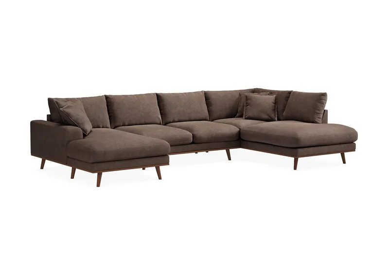 Copenhagen Premium 5-sits Högervänd U-formad Djup Soffa med Divan och Schäslong i Tyg - Mörkbrun - Möbler - Soffa - U-soffa