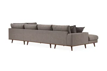 Copenhagen Premium 5-sits Högervänd U-formad Djup Soffa med Divan och Schäslong i Tyg - Brun - Möbler - Soffa - U-soffa