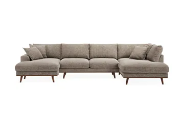 Copenhagen Premium 5-sits Högervänd U-formad Djup Soffa med Divan och Schäslong i Chenille - Brun - Möbler - Soffa - U-soffa
