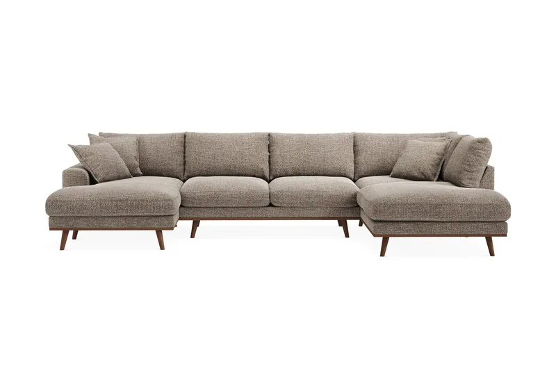 Copenhagen Premium 5-sits Högervänd U-formad Djup Soffa med Divan och Schäslong i Chenille - Brun - Möbler - Soffa - U-soffa