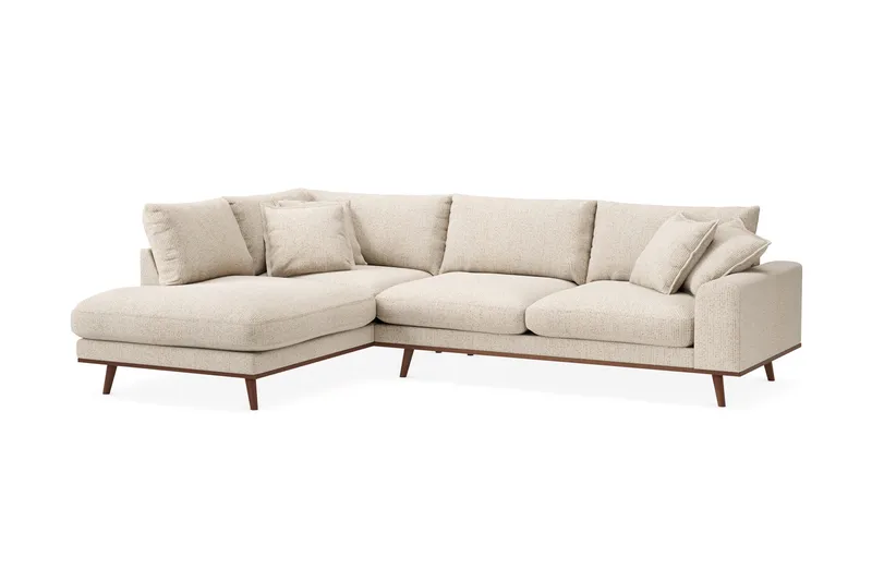 Copenhagen Premium 4-sits Vänstervänd L-formad Djup Schäslongsoffa i Chenille - Beige - Möbler - Soffa - Divansoffor & schäslongsoffa