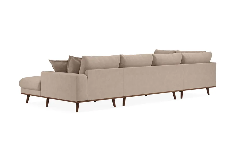 Copenhagen Premium 5-sits Vänstervänd U-formad Djup Soffa med Divan och Schäslong i Tyg - Ljusbrun - Möbler - Soffa - U-soffa