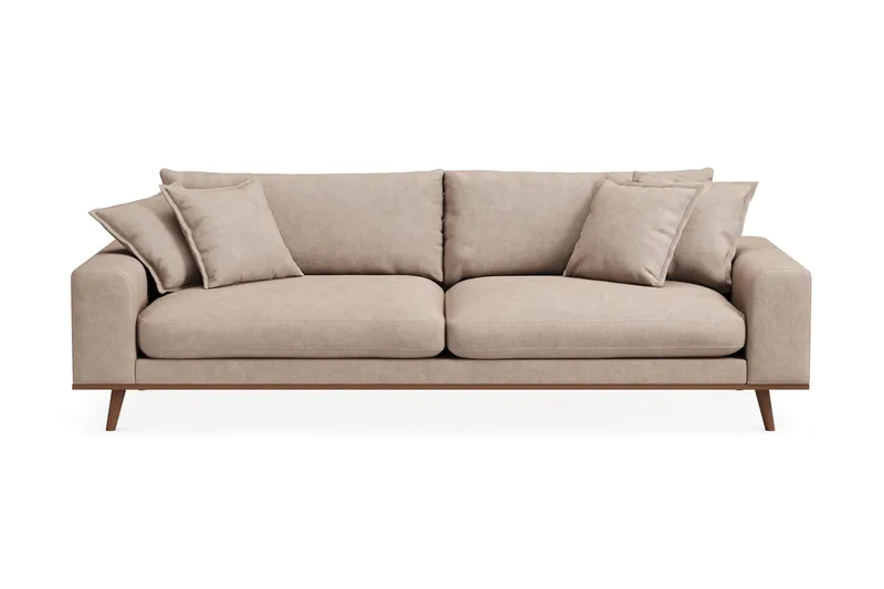 Copenhagen Premium Djup 4-sits Soffa i Chenille, Ljusbrun