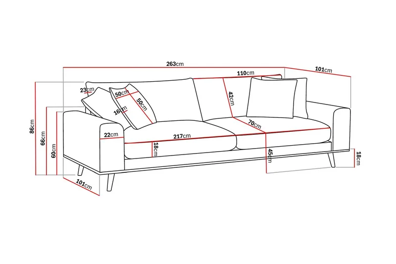 Copenhagen Premium Djup 4-sits Soffa i Chenille - Brun - Möbler - Soffa - 4 sits soffa
