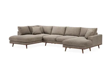 Copenhagen Premium 5-sits Vänstervänd U-formad Djup Soffa med Divan och Schäslong i Chenille - Brun - Möbler - Soffa - U-soffa