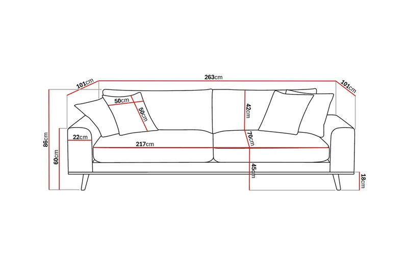 Copenhagen Premium Djup 4-sits Soffa i Chenille - Brun - Möbler - Soffa - 4 sits soffa