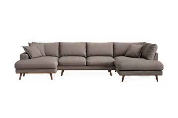 Copenhagen Premium 5-sits Högervänd U-formad Djup Soffa med Divan och Schäslong i Tyg - Brun - Möbler - Soffa - U-soffa