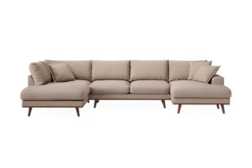Copenhagen Premium 5-sits Vänstervänd U-formad Djup Soffa med Divan och Schäslong i Tyg - Ljusbrun - Möbler - Soffa - U-soffa