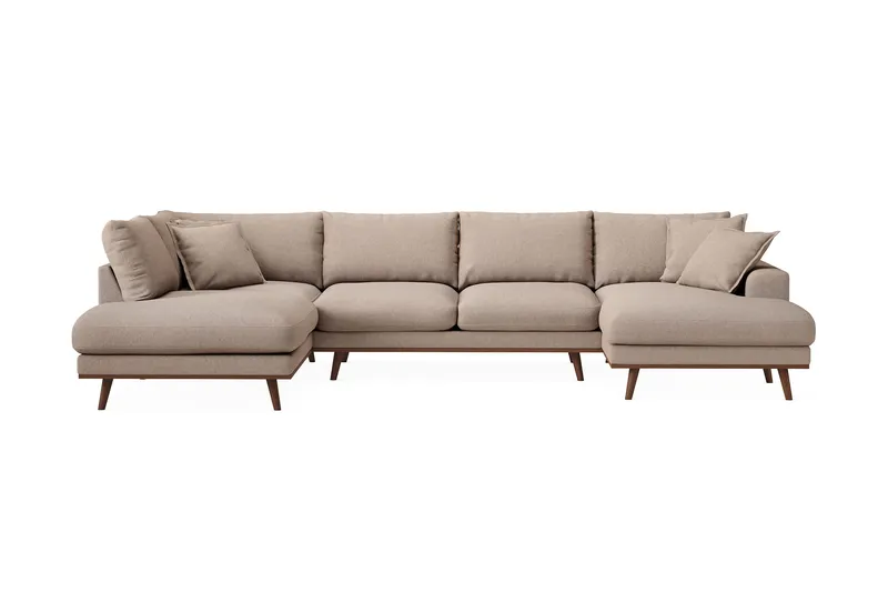 Copenhagen Premium 5-sits Vänstervänd U-formad Djup Soffa med Divan och Schäslong i Tyg - Ljusbrun - Möbler - Soffa - U-soffa