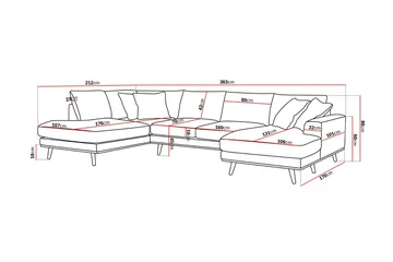 Copenhagen Premium 5-sits Vänstervänd U-formad Djup Soffa med Divan och Schäslong i Tyg - Mörkbrun - Möbler - Soffa - U-soffa