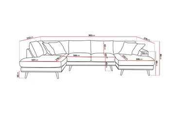 Copenhagen Premium 5-sits Vänstervänd U-formad Djup Soffa med Divan och Schäslong i Tyg - Ljusbrun - Möbler - Soffa - U-soffa