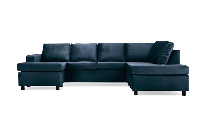 Crazy 4-sits Högervänd U-formad Large Soffa med Divan och Schäslong i Sammet - Blå - Möbler - Soffa - U-soffa