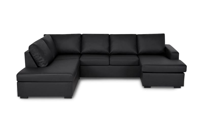 Crazy 4-sits Vänstervänd U-formad Large Soffa med Divan och Schäslong i Konstläder, Svart