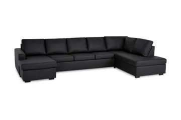 Crazy 5-sits Högervänd U-formad X-Large Soffa med Divan och Schäslong i Konstläder - Svart - Möbler - Soffa - Skinnsoffor