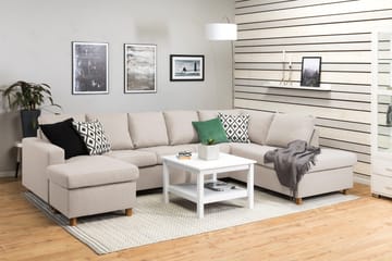 Crazy 5-sits Högervänd U-formad X-Large Soffa med Divan och Schäslong i Tyg - Beige - Möbler - Soffa - U-soffa
