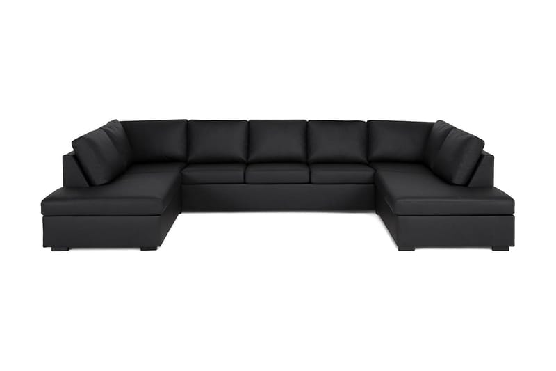 Crazy 5-sits U-formad Soffa med dubbelschäslong i Konstläder, Svart
