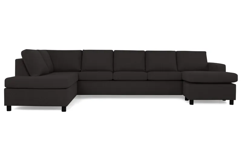 Crazy 5-sits Vänstervänd U-formad X-Large Soffa med Divan och Schäslong i Tyg - Antracit - Möbler - Soffa - U-soffa