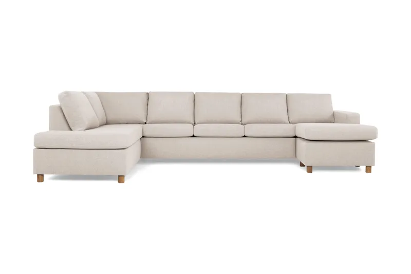 Crazy 5-sits Vänstervänd U-formad X-Large Soffa med Divan och Schäslong i Tyg - Beige - Möbler - Soffa - U-soffa