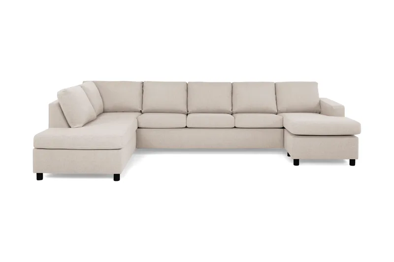 Crazy 5-sits Vänstervänd U-formad X-Large Soffa med Divan och Schäslong i Tyg - Beige - Möbler - Soffa - U-soffa
