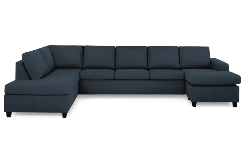 Crazy 5-sits Vänstervänd U-formad X-Large Soffa med Divan och Schäslong i Tyg, Mörkbl å