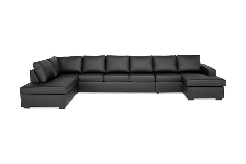 Crazy 6-sits Vänstervänd U-formad XX-Large Soffa med Divan och Schäslong i Konstläder, Svart